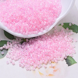 Cuentas de miyuki delica, cilindro, Abalorios de la semilla japonés, 11/0, (db0055) cristal rayado rosa ab, 1.3x1.6mm, agujero: 0.8 mm, aproximamente 2000 unidades / 10 g