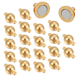 Cierres magnéticos de latón con bucles, redondo, dorado, 11.5x6mm, agujero: 1.6 mm