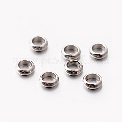 Rondelle 201 perle in acciaio inox distanziatore, colore argento, 4x1.5mm, Foro: 2.5 mm