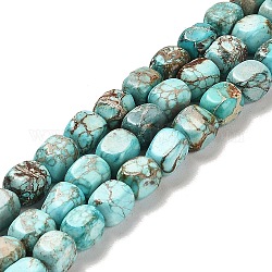 Hebras de perlas de dolomita natural, teñido, cuboides, turquesa, 7~7.5x5~5.5x5~5.5mm, agujero: 1.2 mm, aproximamente 55 pcs / cadena, 15.67~15.94 pulgada (39.8~40.5 cm)