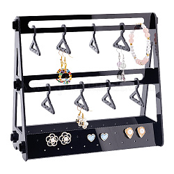 Ph pandahall 68 trous boucles d'oreilles suspendus présentoir, Porte-bijoux en acrylique avec mini porte-manteau, organisateur de clous d'oreilles, rangement de boucles d'oreilles, organisateur pour femmes, noir