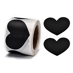 Autocollants autocollants en papier kraft autocollants, étiquettes adhésives, cœur, noir, coeur: 41x60 mm, 150pcs / rouleau