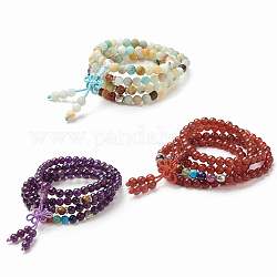 Joya de chakra de la yoga, pulseras de perlas naturales de piedra mixta, cuatro bucles, fornituras de aleación, 29.4 pulgada (74.8 cm)