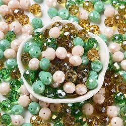 Perles en verre, facette, rondelle, vert de mer moyen, 10x8mm, Trou: 1mm, environ 67 pcs/60 g