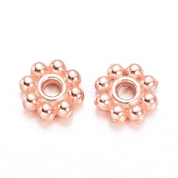 Alloy Daisy Spacer Beads, Flower, Rose Gold, 5x1.5mm, Hole: 1.8mm