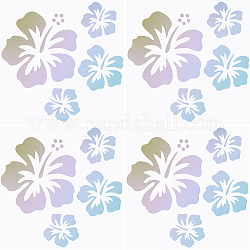 GORGECRAFT 4 Sheets Hawaiian Hibiscus Flower Car Decal Colourful Laser Car Sticker Sun Protection Reflective Self Adhesive Car Accessories Automotive Exterior Decoration for SUV Laptop
