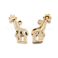 Nickel Free & Lead Free Golden Alloy Giraffe Pendants, Long-Lasting Plated, 21x15x2.5mm, Hole: 1mm