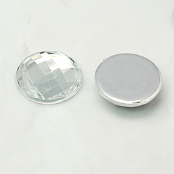 Nachahmung taiwan acryl strass flach zurück cabochons, facettiert, halbrund / Dome, Transparent, 10x3.5 mm, 1000 Stück / Beutel