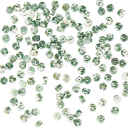 Gomakerer 1 Strang natürliche grüne Punkt-Jaspis-Perlenstränge, Flache Runde / Scheibe, heishi Perlen, 4.3x2.5 mm, Bohrung: 1 mm, ca. 155 Stk. / Strang, 14.90'' (37.85 cm)