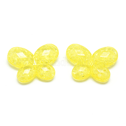 Perles en acrylique transparentes craquelées, facette, papillon, jaune, 22x29~29.5x6~6.5mm, Trou: 1.5mm, environ 220 pcs/500 g