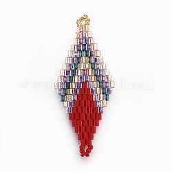 Liens de perles de rocaille japonaises miyuki & toho, motif de tissage, losange, brun, 43~45x17.6~18.1x1.7~2mm, Trou: 1.2~1.5mm