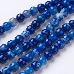 Chapelets de perles d'agate naturelle, teints et chauffée, Grade a, ronde, bleu, 8~8.5mm, Trou: 1.2mm, Environ 48 pcs/chapelet, 15.1 pouce (38.5 cm)