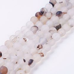 Natürliche Achat Perlen Stränge, matt, Runde, 8 mm, Bohrung: 1 mm, ca. 47 Stk. / Strang, 15.1 Zoll
