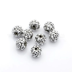 Abalorios de resina de Diamante de imitación, redondo, plata, 12x10mm, agujero: 2 mm