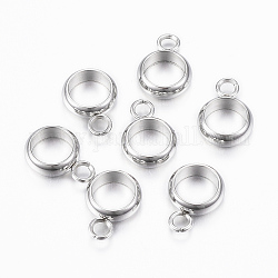 201 Stainless Steel Tube Bails, Loop Bails, Ring, Stainless Steel Color, 10x7x2.5mm, Hole: 2mm, Inner Diameter: 5mm
