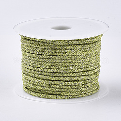Polyester Braided Cords, with Metallic Cord, Yellow Green, 4x3mm, about 32.8 yards(30m)/roll