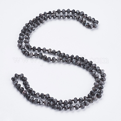 Collane/bracciali avvolgenti multiuso con perline naturali di larvikite, tre-quattro anelli di braccialetti, sfaccettato, abaco, 37.4 pollice (95 cm)
