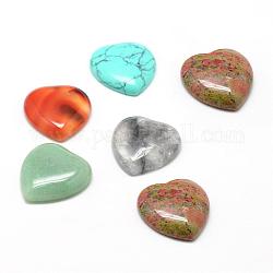 Натуральные и синтетические смешанные каменные кабошоны, сердце, 15x18x6 мм