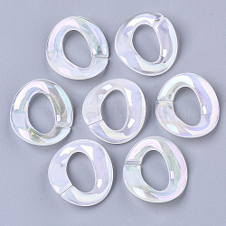 Transparent Acrylic Linking Rings, AB Color Plated, Imitation Gemstone Style, Quick Link Connectors, For Jewelry Curb Chains Making, Twist, Clear AB, 32x30x7mm, Inner Diameter: 12x19mm