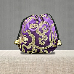 Подарочные сумки для благословения из парчи в китайском стиле, Мешочки для хранения ювелирных изделий с вышивкой для упаковки конфет на свадьбу, прямоугольные, темно-фиолетовый, 10x10 см