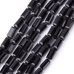 Glass Beads Strands, Faceted, Cuboid, Black, 8x5x5mm, Hole: 1mm, about 70pcs/strand, 22.8 inch