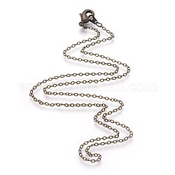 Brass Necklaces, Antique Bronze Color, chain link: about 1.5mm wide, 2mm long, 18 inch long