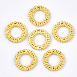 Ciondoli di resina, modello in rattan intrecciato, anello, giallo, 24x4mm, Foro: 1.4 mm
