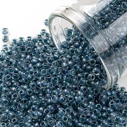 Toho runde Saatperlen, japanische Saatperlen, (188f) mattierter, schieferblau gefütterter Kristallregenbogen, 11/0, 2.2 mm, Bohrung: 0.8 mm, über 1110pcs / Flasche, 10 g / Flasche