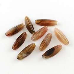 Perles acryliques imitation pierre précieuse de riz, Perles ovales allongées, chameau, 28x9x9mm, Trou: 2mm, environ 400 pcs/500 g