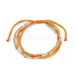 Регулируемые браслеты из плетеных стеклянных бусин, многожильные браслеты для женщин, оранжевые, внутренний диаметр: 2~3-1/8 дюйм (5~8 см)