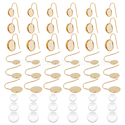 Unicraftale наборы для изготовления плоских круглых висячих сережек своими руками, в том числе 304 крючок для серег из нержавеющей стали, Кабошоны из стекла, золотые, 66 шт / коробка