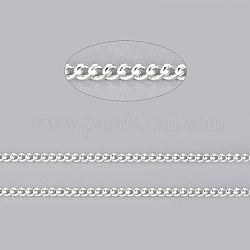 Латунные бордюрные цепи, цепочки для бордюров с алмазной огранкой, пайки, с катушкой, без никеля , серебряные, 2x1.4x0.3 мм, около 82.02 фута (25 м) / рулон