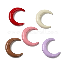 Perles acryliques de peinture de cuisson opaque, lune, couleur mixte, 45.5x39x10mm, Trou: 3mm