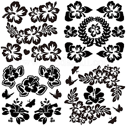 GORGECRAFT 4 Styles Hawaiian Hibiscus Flower Car Decal Black Butterfly Laser Car Sticker Sun Protection Pet Self Adhesive Car Accessories Automotive Exterior Decoration for SUV Vans