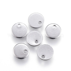 304 charms di tag in bianco in acciaio inossidabile, rotondo e piatto, colore acciaio inossidabile, 4x0.5mm, Foro: 0.7 mm