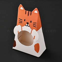 Scatole di carta a forma di gatto, con finestra, biscotti al torrone scatole di caramelle, sabbia marrone, 164x103x58mm