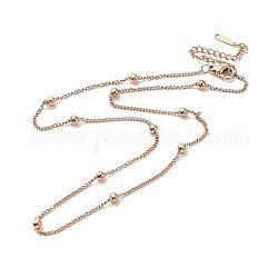 Chapado en iones (ip) 304 collar de cadena satélite de acero inoxidable para hombres y mujeres, oro rosa, 15.55~16.18 pulgada (39.5~41.1 cm)