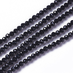 Стеклянные бусины, граненые, круглые, чёрные, 3~3.5x2.5~3 мм, отверстие : 0.3 мм, около 114~125 шт / нитка, 14 дюйм (35.5 см)