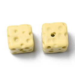 Undurchsichtige Lebensmittelperlen aus Harzimitat, Käse, für die Hälfte gebohrt Perlen, leichtes Khaki, 12x12x11 mm, Bohrung: 1.8 mm