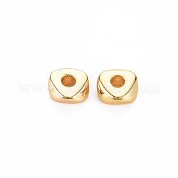Rack Plating Brass Beads, Nickel Free, Polygon, Real 18K Gold Plated, 6.5x7x3mm, Hole: 2mm