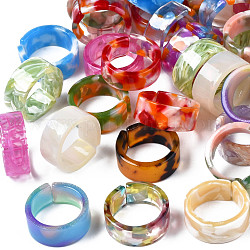 Anillo de resina con banda ancha, anillo abierto para mujer, color mezclado, nosotros tamaño 11 3/4 (21.1 mm)