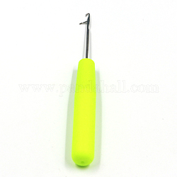 Крючок-защелка из нержавеющей стали, Игла для вязания крючком с пластиковой ручкой для изготовления ковров и художественных промыслов, зеленый желтый, 16x1.8 см, Руководитель: 4.3 mm