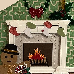 Weihnachtskamin-Stanzschablonen aus Karbonstahl, für diy scrapbooking, Fotoalbum, dekorative Prägepapierkarte, matte Edelstahlfarbe, 170x70x0.8 mm