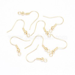 Rack Plating Brass Earring Hooks, Ear Wire, Light Gold, 19x9mm, Hole: 1.5mm, Pin: 0.8mm
