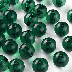 Perles en acrylique transparente, ronde, verte, 16x15mm, Trou: 2.8mm, environ 220 pcs/500 g