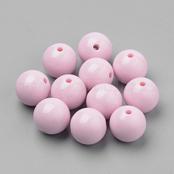 Abalorios de la bola de acrílico bubblegum grueso sólidos, redondo, rosa, 6mm, agujero: 1.5 mm