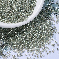 Miyuki runde Rocailles Perlen, japanische Saatperlen, 11/0, (rr3193) silverlined blass moosgrün ab, 2x1.3 mm, Bohrung: 0.8 mm, ca. 50000 Stk. / Pfund