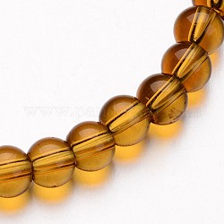 Chapelets de perles rondes en verre, verge d'or noir, 8mm, Trou: 1mm, Environ 40 pcs/chapelet, 11 pouce