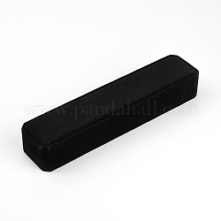 Boîtes de collier de velours rectangle, avec flip, noir, 22.4x5.2 cm