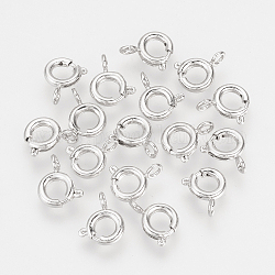 Ottone fermagli anello elastico, nichel libero, Vero platino placcato, 9x7x2mm, Foro: 1.5 mm